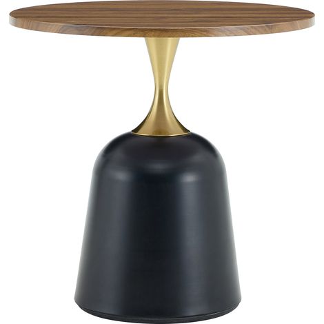 GagaTable d'appoint ronde 60 cm, métal, effet noyer (1/5)