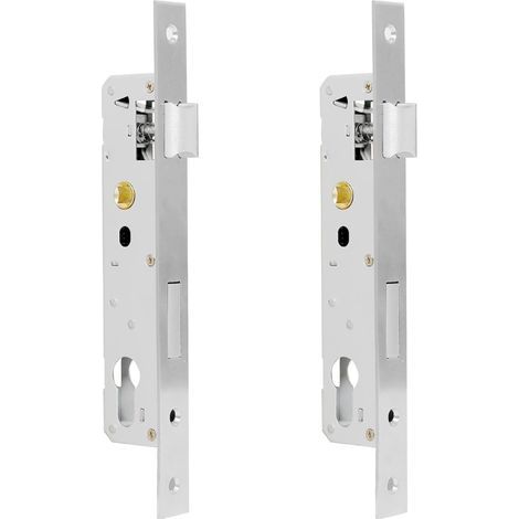 Serrures Encastrables pour Portail, Inox, Serrure Portillon 35 mm Serrure Portail Exterieur Tubulaires avec Cylindre et Gâche pour Portillon, Jardin et Garage Montage Gauche ou Droite (1/5)