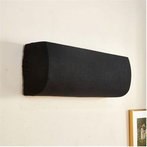 Cache Clim Suspendus, Housse de Climatiseur Élastique, Climatiseur Couvre Tout Inclus, Cache-Poussière Jacquard Couleur Unie, Climatiseur Couvre Intérieur (Noir,Universel) (1/4)