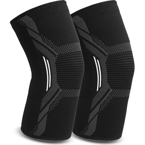 Rodilleras, paquete de 2 rodilleras de compresión elásticas y transpirables para hombres y mujeres, para artritis, lesiones de ligamentos, desgarros de menisco, tendonitis y deportes (1/2)