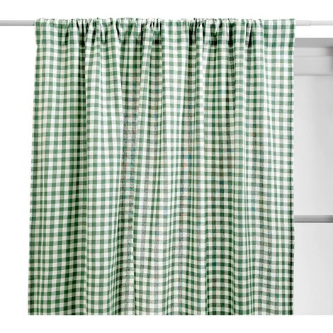 Rideau Imprimé Vichy "Groove" 140x260cm Vert (1/3)