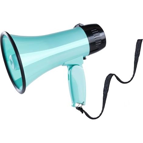 Mégaphone Portable de 20W avec sirène et Enregistrement de 240 Secondes, Couverture vocale jusqu'à 350 mètres Teal
