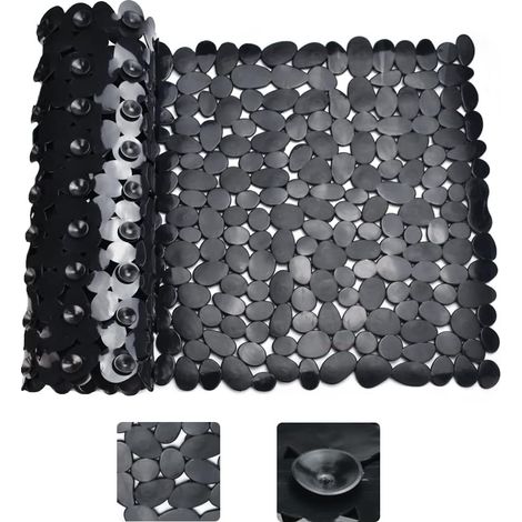 Alfombrilla de ducha antideslizante rectangular negra Alfombrilla de bañera antideslizante Alfombrilla de baño antideslizante antimoho Alfombrilla de ducha con ventosa para baño, 88  40 cm