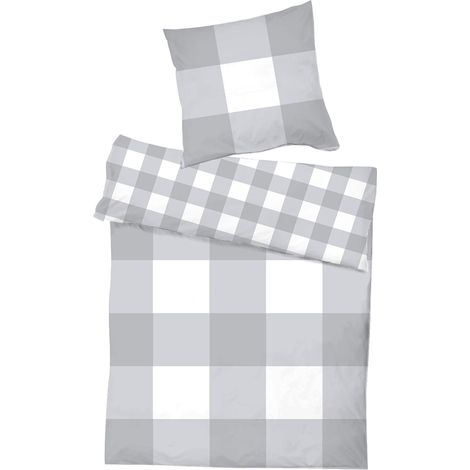 Karo Cashmere Touch Wende-Bettwäsche Grau-D761941-Grau