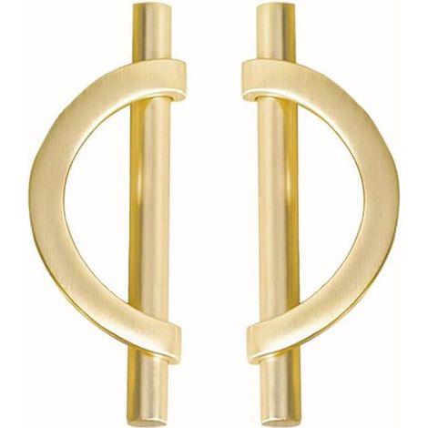 Juego de 2 tiradores de armario de oro cepillado, herrajes para armarios de cocina, tiradores de armario en forma de media luna para armarios, cómodas y cajones (1/5)
