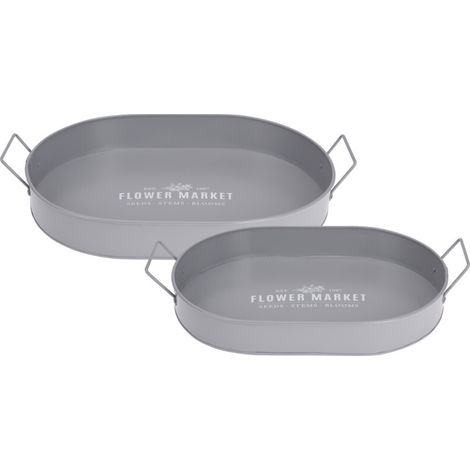 Progarden Set aus zwei Metalltabletts in Weiß und Grau (1/5)