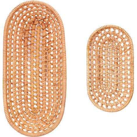 2 pièces Panier à Pain en Rotin Artisanal pour Biscuits, Fruits et Snacks (1/5)