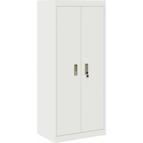 Armoire de rangement moderne avec portes verrouillables bureau 60 x 40 x 140 cm en acier laminé à froid blanc (1/5)