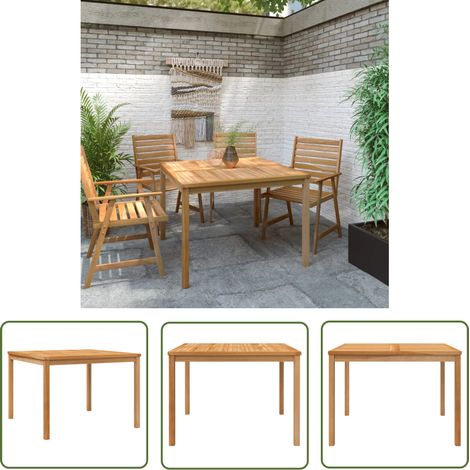 The Living Store Table à dîner de jardin 110x110x77 cm Bois de teck solide - Table De Jardin - Table En Teck - Meubles De Jardin - Table Repas Extérieure - Décoration Jardin (1/5)