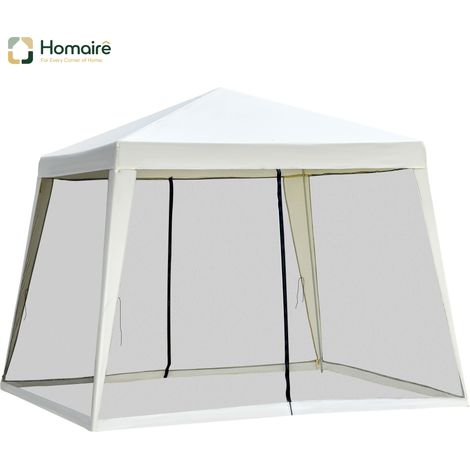 HOMAIRE Pavillon de jardin 3x3m weatherproof avec moustiquaire en métal et polyester crème