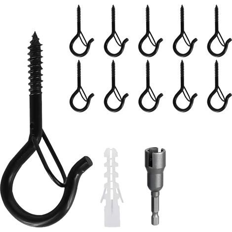 10 Pièces Crochet à Visser en Acier Inoxydable Crochet Plafond et Mural avec Loquet de Sécurité Crochets à Vis pour Suspendre Plantes Lanternes 10pcs (1/4)