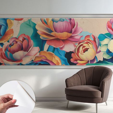 Fotomurale adesivo - Carta da parati adesiva - per la cucina camera da letto per la soggiorno - Armonia floreale 250x104 cm (1/5)