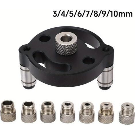Positionneur Perforateur avec 8 Pièces 3-10mm Bagues Forage, Localisateur Perçage Verticale, Menuiserie Outillage,Guide Percage Bois Réglable (1/5)