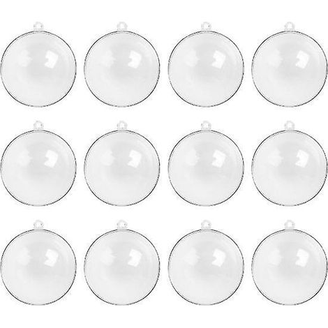 Lot de 12 boules transparentes creuses en plastique pour décoration de mariage et de Noël (1/5)