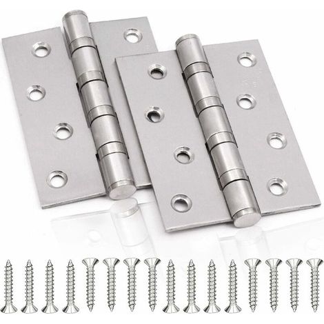 Charnière de Porte en Inox,2 Pcs Charnières De Porte Charnières Pliables Charnières Inox Épaisseur 3mm Paumelle,pour Portes massives intérieur (Silver,100X75mm)-- (1/5)