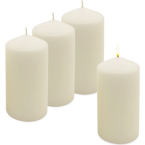 Echtwachs Stumpenkerze 4er Set 15 x 7 cm - creme weiß - Blockkerze für Adventskranz und Laternen