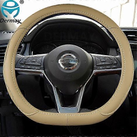 Housse de volant en cuir PU en forme de D pour Nissan Rogue Sport Hybrid 2017-2019 et Qashqai 2019-2020, avec tresse (beige). (1/5)