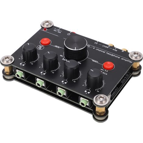 Kopfhörerverstärker, 4-Kanal-Audio-Leistungsverstärkermodul, separate Lautstärkeregelung, 100–240 V, EU-Stecker (1/5)