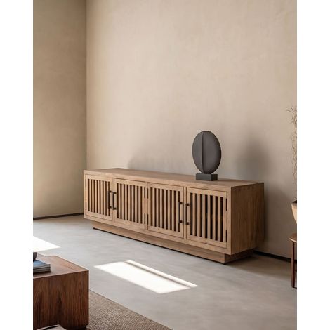 Lino - Meuble TV 4 portes en manguier massif 160 cm (1/5)