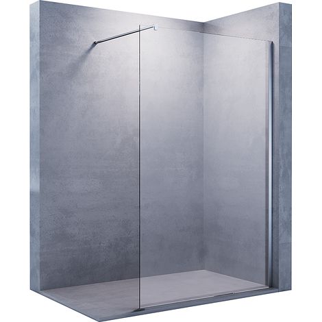 SONNI Walk In Dusche Duschwand Duschabtrennung Duschkabine 8mm Nanobeschichtung ESG Klarglas mit 120cm Stabilisator mit Duschwanne Schwarz 120x200cm (1/5)