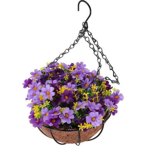High-Fidelity Hanging Basket for Outdoor Artificial Flowers, Made of Iron and Plastic, Easy Maintenance, Elegant and Colorful Summer Home Decoration (1/5)
