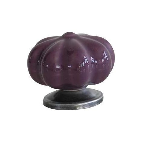 Bouton de porte violet en céramique - Design chou-fleur