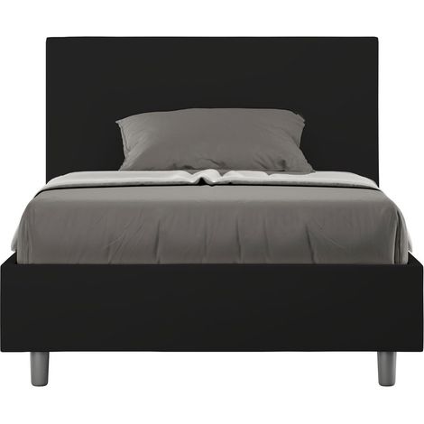 Letto una piazza e mezza senza rete imbottito 120x200 similpelle nero Adele
