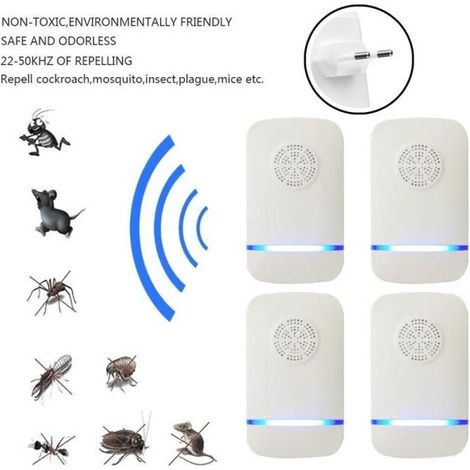 Anti-moustique Répulsif Ultrason Pour La Maison Repousse Les Puces, Bugs, Rongeurs, Cafards, Souris, Insectes, Fourmis, Araignées (1/4)