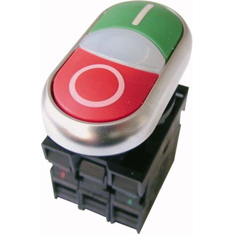 Accionamiento M22-DDL-GR-X1/X0/K11/230-W, pulsador plano, 1Z1R