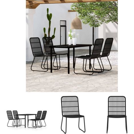 Gartenstühle - vidaXL 5-tlg. Garten-Essgruppe Schwarz - Gartenstuhl (1/5)