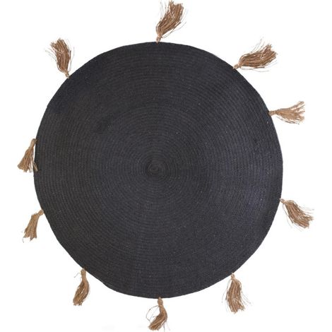 Tapis Rond à Pompons "Austin" 90cm Gris (1/5)