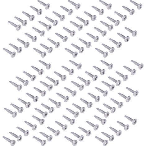 Vis à bois autoforeuses 100 pièces, tête fraisée avec rondelle, inox 410, vis de fixation 4,8x25 mm, lot de 100 (1/5)