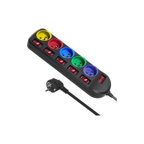 Maclean MCE204M Mehrfachsteckdose 1,5 m 5 AC-Steckdosen Innenbereich Schwarz, Multicolour (1/3)