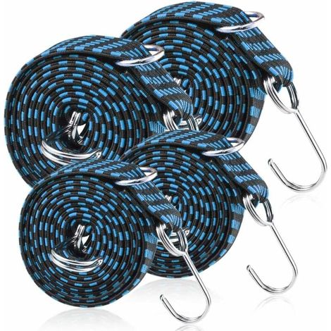 Corde elastiche con ganci, corda elastica, corda elastica per bagagli, 4 pezzi corda elastica per bagagli, corda elastica regolabile con gancio in metallo (1/5)