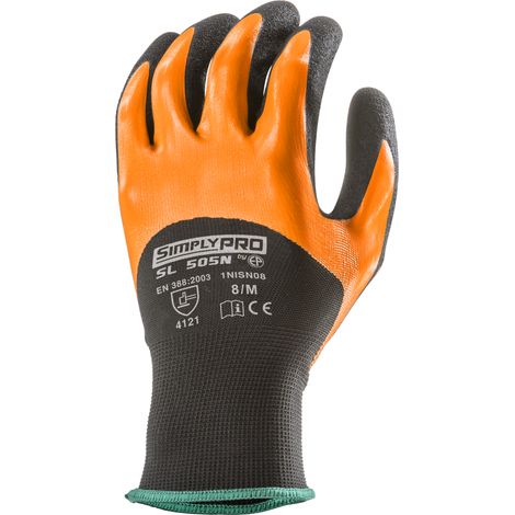 Lotto di 10 paia di guanti da movimentazione SIMPLY PRO SL505N con palmo e dorso in nitrile, taglia 9 (1/2)
