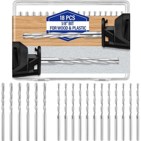 Forets à Bois Gauche 3 Lèvres, Mèches Hélicoïdales pour Perçage, Diamant Blanc 1/8 Pouce Impérial, Lot de 18 (1/3)