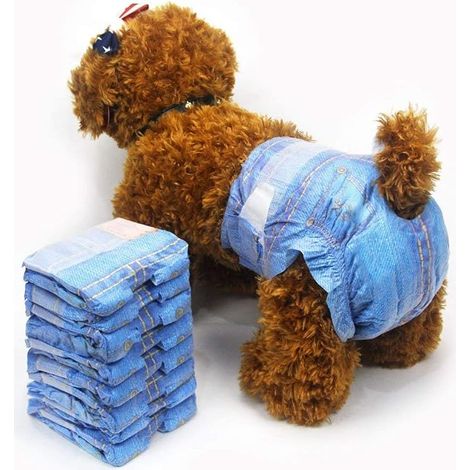 Couches pour Chiennes, Couches pour Chats, M Couches pour Chiots, Style Denim-Jeans (1/2)
