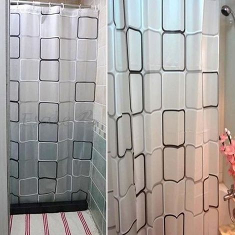Rideau Douche Etanche Avec 12 Anneaux Pour Salle de Bain Toilettes (1/4)