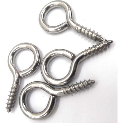 100pcs 22mm petite vis à œil crochets vis à œillet auto-taraudeuses pour le bois, bouteilles supérieures en liège, bijoux de bricolage, acier au carbone avec nickelé-plaqué (1/2)