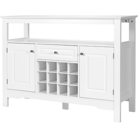 Credenza cucina porta bottiglie vino incrociata mobile cucina mensola aperta Bianco (1/4)