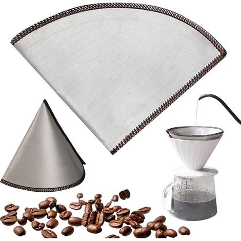 Filtre à café en acier inoxydable réutilisable à mailles fines en acier inoxydable filtre à café à verser alternative au papier filtre à café (1/5)