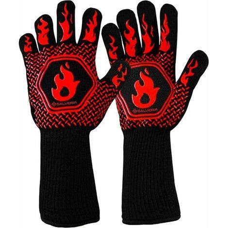 Gant four anti chaleur gant cheminee anti feu Résistant jusqu'à 800°C pour la protection contre les risques thermiques gants four anti chaleur barbecue 32cm Versailles (1/5)