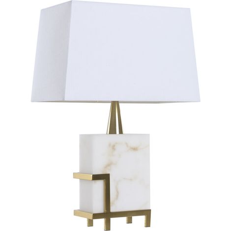 Lampara Sobremesa Marmol Metal 40X23X62 Blanco (1/5)
