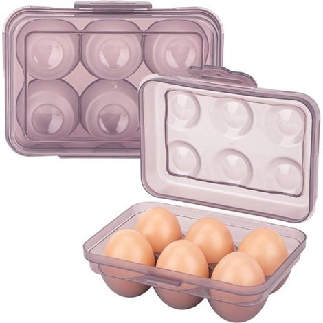 boîtes à œufs empilables et portables, 6 compartiments, en polypropylène violet (1/5)