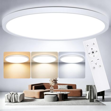 Ø30cm Plafonnier LED Dimmable 24W avec Télécommande, 2700K-6500K Lampe de Plafond Chambre, Minuterie, Rond Ultra Plat Plafonnier pour Salon, Cuisine, Chambre d’Enfant (1) (1/5)