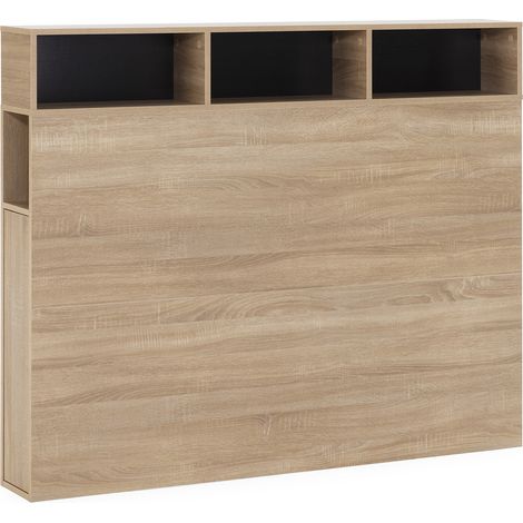 Cabecero de Cama Zeus 165 cm con almacenaje Roble, 2 Puertas 9 Huecos