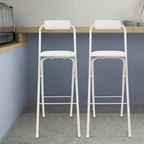 Lot de 2 tabourets de Bar pliants avec Dossier, 75 cm de Haut, Chaise Haute, Aide au Debout, tabourets de Bar pour Bar et comptoir, capacité de Charge 125 kg (1/5)