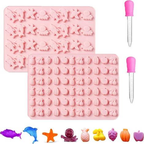 Moule À Bonbons En Silicone - 2 Pièces - Pour Gelée Gommeuse Chocolat Et Muffin - Avec 2 Compte-Gouttes - Sans BPA FDA Approuvé