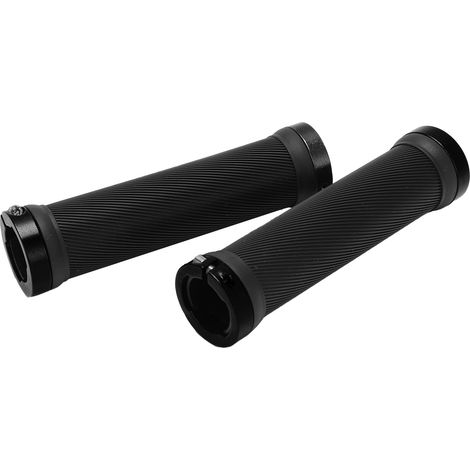 Poignées de vélo antidérapantes en caoutchouc pour VTT et route, 22mm, noir avec embouts - 2 pièces (1/5)