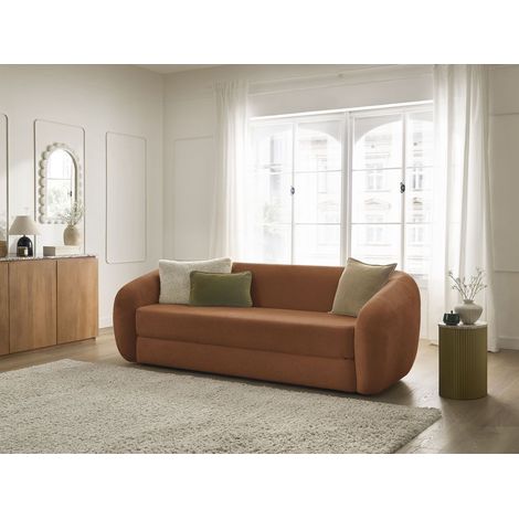 BOBOCHIC - Canapé droit convertible déplimousse NEYO tissu lisse   Orange (1/5)